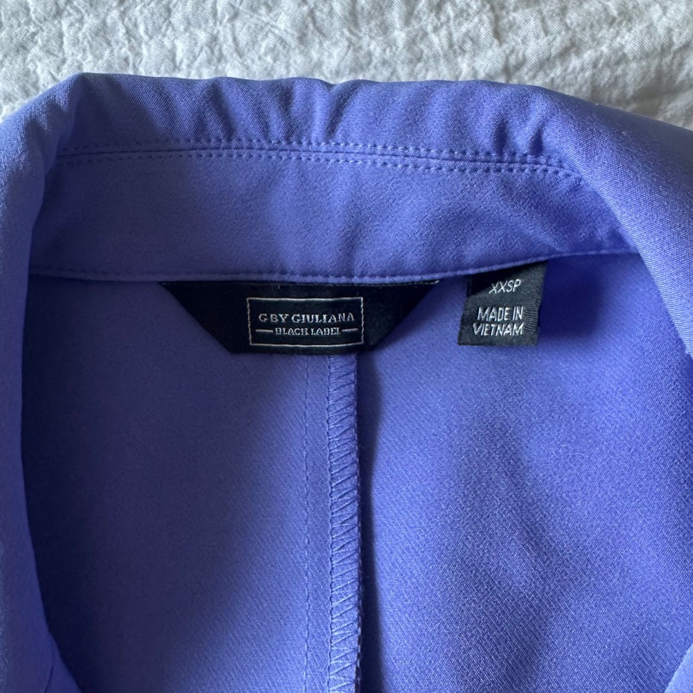G by Giuliana Black Label Periwinkle Trench Coat Belted XXS Quiet Luxury Peppy - Picture 4 of 11